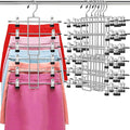 Pants Hangers with Clips,Space Saving Hanging Closet Organizer-6 Tiers Skirt Hangers with 360° Swivel Hook,Closet Organizer-Clothes Hangers- College Dorm Essentials Apartment Essentials- 6 Pack