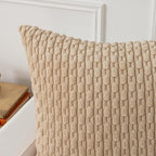 Kevin Textile 12x20 Inch Pillow Cover 1 Pack Boho Decorative Soft Striped Corduroy Lumbar Farmhouse Solid Color Accent Rectangle Cushion Case for Living Room Couch Sofa Bed, Beige