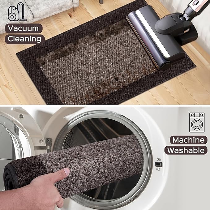 Machine Washable Kitchen Rug 32" x 84", Non Slip Kitchen Mat for Floor, Absorbent Entrance Runner Rug for Bedroom, Hallway, Bathroom, Door (Roll Packing)