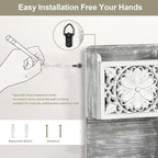 Mail Organizer Wall Mounted, 2 Slots Key Holder for Wall with 8 Hooks, Rustic Wood Key Rack with Shelf for Entryway Hallwall Farmhouse