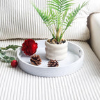 Round Decorative Tray,Wooden Serving Tray with Handles, 11.8in White Decorative Trays for Coffee Table,Kitchen Counter,bandejas decorativas