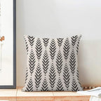 Boho Pillow Covers 16 x 16 Inch Pack of 2, Black and White Bohemian Ethnic Herringbone Pattern Decorative Throw Pillow Covers Vintage Linen Farmhouse Outdoor Pillowcase for Bedroom Home Sofa Decor