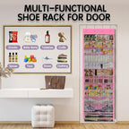 Kotkn Over The Door Shoe Organizer with 12 Large Breathable Pockets - Durable Hanging Storage for the Entire Family's Shoes (Pink)