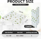 RAY STAR 12X120 Inch Shelf Liner for Kitchen Cabinets, Non-Adhesive Cabinet Liner Washable, PVC Drawer Liner for Dresser Non-Slip Bathroom (Green-Floral)(5 Roll)
