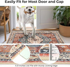 KOZYFLY Boho Round Rug 6 Ft Rugs for Entryway Washable Circle Rug Non Slip Doormat Rust/Orange/Blue Printed Faux Wool Vintage Round Entryway Rug Floor Carpet Round for Entrance, Bedroom