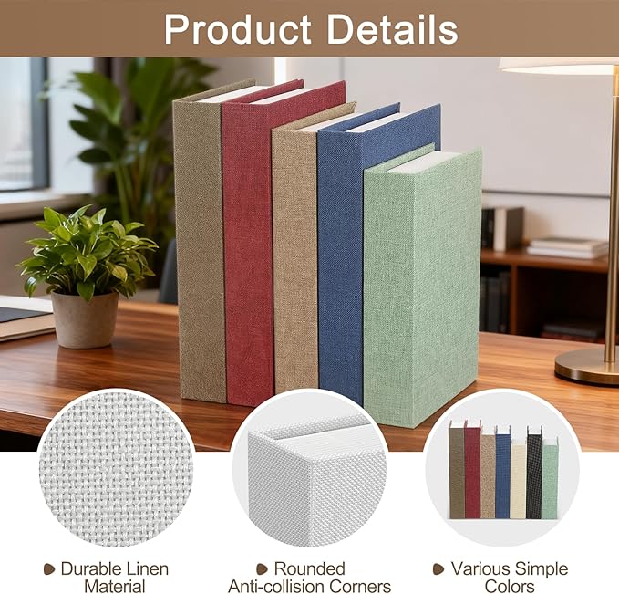 uxcell Decorative Books, 9.8 x 7.3 Linen Fake Books for Decoration Faux Decor Book for Modern Aesthetic Home Office Coffee Table Shelf Desktop Display, White