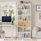 FOTOSOK 6-Tier Open Bookcase and Bookshelf, Freestanding Display Storage