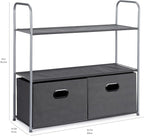 Amazon Basics Freestanding Closet Organizer with Fabric Bins, Drawers and 3 Shelves, Easy to Assemble, Grey, 32.7" x 12.2" x 31"