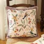 Square Pink Farmhouse Throw Pillow Covers Pack of 2,Birds and Flowers Pattern Cozy Velvet Pillowcases,Decoration Pillows Cushion Covers for Couch Sofa Bed Car Chair,18"x18"