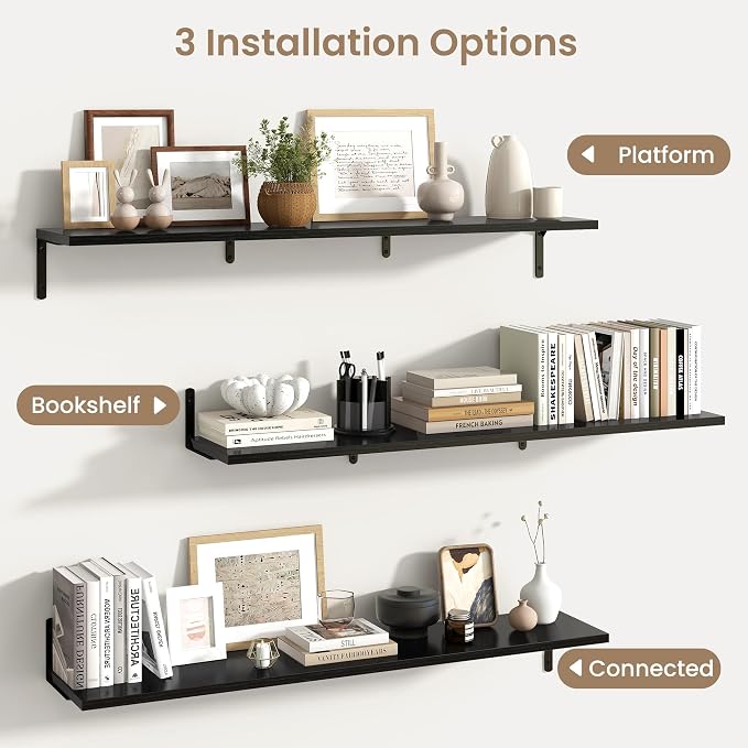 Fun Memories Deep Floating Shelves, 48W x 8D Floating Shelves Set of 2