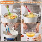 LIANYU 14 Pcs Cooking Utensils Set with Holder, Silicone Kitchen Cookware Utensils Set, Heat Resistant Cooking Gadget Tools Includes Spatula Spoon Turner Whisk Tong, Dishwasher Safe, Colorful