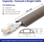 Floor Cord Cover 6ft, Cord Hider Floor Gray Wood, Cable Management Prevent Trips, Cable Cover Wire Covers for Electric Power Cords, Wire Protector Cavity W0.47in x H0.28in Grey
