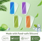 Lily's Home Silicone Ice Cube Tray with Lid Set of 4, BPA-Free, Ideal for Water Bottles & Sports Bottles, Flexible & Stackable Design for Quick Release, Ice Cube Trays for Freezer(11.81"*4.72"*0.95")