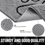 Smiry Dog Door Mat for Muddy Paws, Absorbent Dirt Trapper Non Slip Quick Dry Washable Chenille Mat for Mud Dogs, Entry Rug for Indoor and Outdoor (44x24 Inches, Grey and Black)