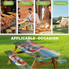 ANNA QUEEN Summer Flamingos Summer Flower Picnic Table Cover 6FT with Bench Covers Picnic Table Cover Set 3PCS 72"x30", Outdoor Bench and Tablecloth Furniture Protection
