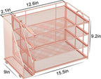 Spacrea Desk Organizers and Accessories, Paper Organizer for Desk with File organizer, Desk Accessories & Workspace Organizers for Office Supplies (Rose Gold)