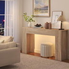 knoworld 63-Inch Long Console Table with LED Light, Farmhouse Sofa Table Behind Couch, Wooden Console Table for Entryway Hallway Entrance Living Room, Nature