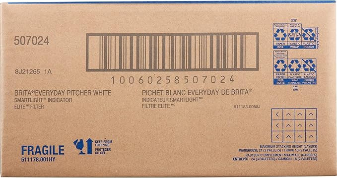 Brita Water Pitcher, Everyday Elite Filter, Removes 99% of Lead, Includes 1 Filter, 10-Cup Capacity, White
