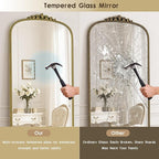 Antique Full Length Mirror 71" x 32", Antique Gold Arched Large Vintage Mirror in Baroque Style with Tempered Glass, Freestanding for Bedroom, Living Room, Cloakroom