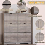 BORNOON Large Shoe Cabinet for Entryway, Tall Narrow Shoe Storage Cabinet with 6 Flip Drawers and Adjustable Shelves, Shoe Rack Cabinet Organizer for Hallway, Foyer, Small Apartment