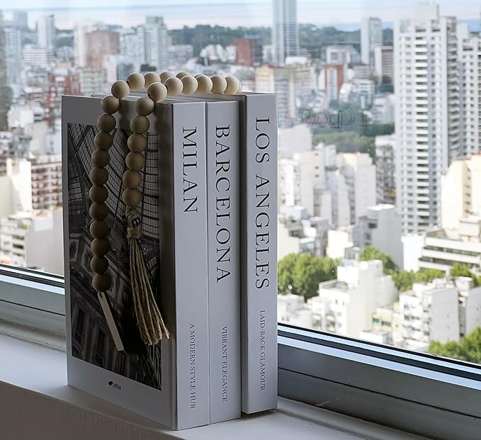 Decorative Coffee Table Book Set – 3 Neutral Hardcover Books with Blank Pages for Home Styling – Travel-Inspired Display Featuring Barcelona, Milan & Los Angeles
