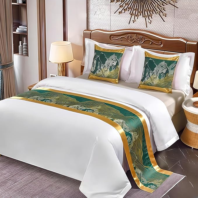 Bed Runner for Guest Room，Luxury Bed Runner，Wedding Bed Runner，Embroidered Bed Runner，Breathable Washable，Hotel Decor，Bed Decorations ，for Home Hotel Decorations(L,50 * 160cm)