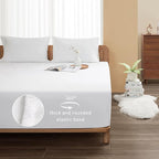 Sunflower Queen Fitted Sheet, 1-Piece Deep Pocket Fitted Bottom Sheet 16", 100% Cotton Sateen Soft Breathable, White
