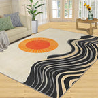 Boho Sun Area Rugs 5x8ft, Watercolor Mountain Living Room Carpet, Abstraction Deco Decorative Carpet Protect Floor for Bedroom Men Office Hardwood Floors