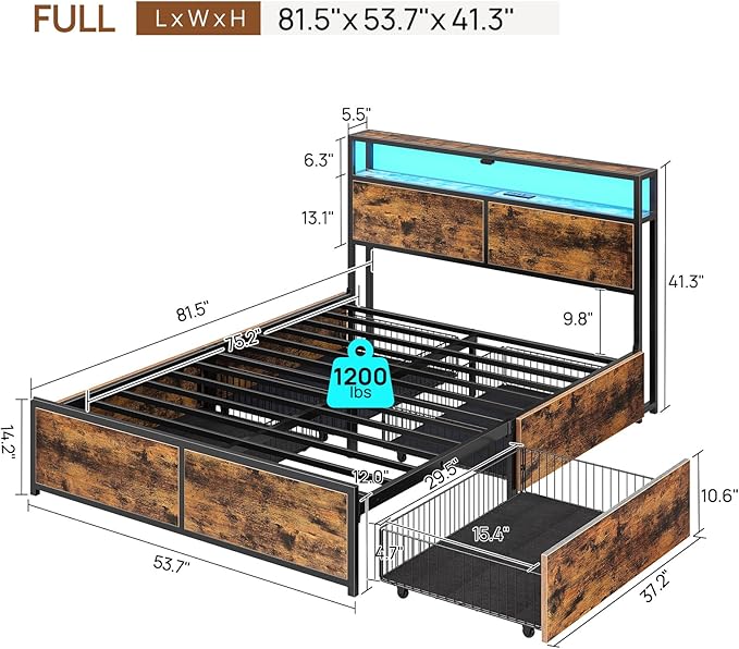 Rolanstar Full Size Bed Frame