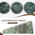 Koville 5.51" Scalloped Marble Tray, Round Stone Jewelry Trinket Dish for Ring, Natural Small Marble Tray for Bathroom Kitchen Dresser Countertop, Decorative Candle Tray(Green)