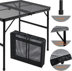 WildFinder 3x2 FT Folding Grill Table, Portable Camping Table for Outside, Adjustable Height Folding Table with Desktop & Mesh Bag, Lightweight Outdoor Table for Camping, Picnic, BBQ
