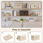 GRANNY SAYS Stoarge Basket with Lid, Decorative Storage Boxes, Closet Storage Bins for Clothes, Collapsible Stackable Organization, Khaki&Brown, 2-Pack