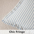 MIULEE Pack of 2 Light Blue Pillow Covers 18x18 Inch Striped Farmhouse Couch Spring Throw Pillow Covers with Fringe Chic Cotton Decorative Cushion Covers for Sofa Living Room Bed Outdoor Home Decor