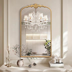 Besdomus Large Vintage Arched Mirror: 24"x42" French Arch Gleaming Gold Antique Wall Mounted Mirror - Traditional Ornate Home Decor for Entryway/Fireplace/Bathroom - Idea for Trendy Fashionistas