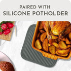 Extra Long Silicone Oven Mitts and Pot Holders Sets | Heat Resistant 500°F BPA-Free Food Grade Silicone Hot Pads & Kitchen Mittens | 4-Piece Set of Oven Gloves & Potholders for Kitchens- Gray