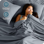 Bare Home Split Head Flex King Sheet Set - 1800 Ultra-Soft Microfiber Bed Sheets - Double Brushed - Deep Pockets - Easy Fit - 4 Piece Set - FlexTop Bedding Sheets (Split Head Flex King, Steel Blue)