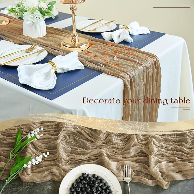 Sioloc Nude Cheesecloth Table Runner Fall Autumn Decor for Home 10ft Table Cloth for Tea Wedding Birthday Party Baby Bridal Shower Halloween Thanksgiving