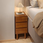 Nightstand with 3 Drawers Narrow Night Stand Solid Wood Bedside Table Mid