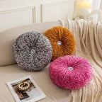 Round Throw Pillow, 13.7" Soft Glitter Sequin Pleated Pumpkin Decorative Round Pillow Circle Floor Pillow Cushions for Sofa Bed Chair Living Room Floor Home Decoration, Silver