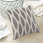 Boho Pillow Covers 16 x 16 Inch Pack of 2, Black and White Bohemian Ethnic Herringbone Pattern Decorative Throw Pillow Covers Vintage Linen Farmhouse Outdoor Pillowcase for Bedroom Home Sofa Decor