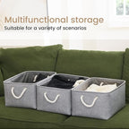 Large Storage Baskets- 15.7x11.8x8.26 inch Storage Bins for Shelves and Closet Organizing, Foldable Fabric Bin for Home Organization Clothes and Laundry (6-Pack, Gray)