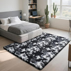 Fluffy Rug Shaggy Area Rug, Mottling Black 6x9 Area Rugs for Living Room, Large Shag Area Rugs for Bedroom Kids Room Home Decor, Upgrade Anti-Skid Rectangular Fuzzy Rugs