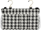 Classic Houndstooth Print Bedside Caddy Storage Bag Bedside Organizer for Bunk Bed Headboards College Organizer Caddy Hanging Shelf 6 Pockets with Hooks for Drinks Magazine Phone Holder