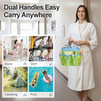 F-color Mesh Shower Caddy Portable, Upgrade Deeper 7 Pockets Shower Bag Basket Bag Tote for College Dorm Room Toiletry Bathroom Essentials Gym Camp Quick Dry 2 handles with S Hook