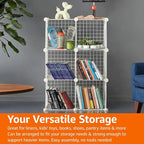Amazon Basics Cube Wire Grid, 6-Cube, 12 x 12-Inches, White | Stackable, Storage Shelves
