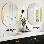 TRAHOME Oval Bathroom Mirror, 2 Pack 20"x30" Gold Vanity Mirror for Over Sink, Bedroom, Living Room, Entryway, Modern Mounted Metal Frame Wall Mirror