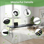 Folding Table 8FT Portable Heavy Duty Plastic Table with Carrying Handle Fold-in-Half Utility Foldable Tables for Parties Wedding Events Dining Indoor Outdoor Picnic (Black)
