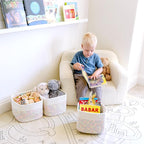 NaturalCozy Storage Cubes 9”x9”x7”Cotton Rope Woven Baskets for Organizing 3-Pack | 9 Inch Cube Storage Bin | Small Basket for Shelf Nursery, Pantry, Decorative Plant, Bathroom Closet, Toy Gift