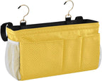 Bedside Caddy Hanging Bunk Bed Caddy Bed Organizer Hanging Pocket with 2 Hooks Bedside Storage Organizer Pocket Bag Holder Yellow