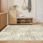 Soalmost 4x6 Area Rugs for Living Room, Vintage Washable Rugs for Dining Room, Bedroom, Home Office Decor, Non-Slip Beige/Gray Carpet Thin Rug